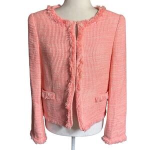 Alice And Olivia Coral Tweed Jacket Women's Small Lined Preppy Prep Coastal